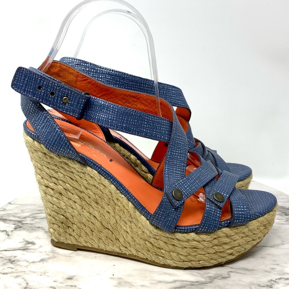 Via Spiga Karla Textured Open Toe Espadrille Wedge 8.5 Classic Resortwear Summer - Picture 2 of 16